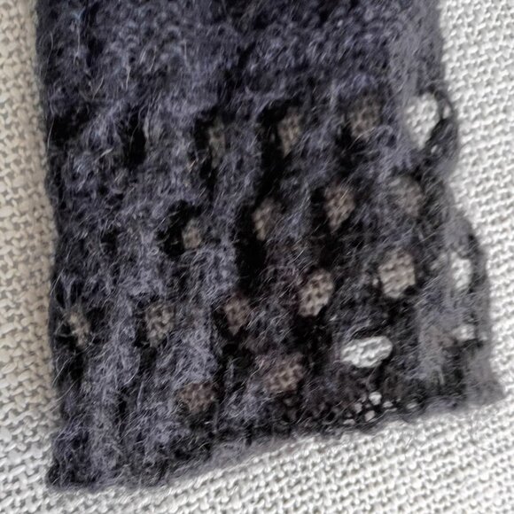 Rose D Italy Charcoal Knit Sweater Dress / Long Tunic Open-Knit Details – IT 42 - Picture 5 of 6